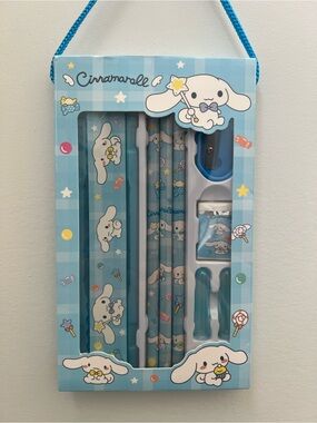 Sanrio Cinnamaroll Kids Stationery Set - Eraser Pencil Ruler Kit Party Favours
